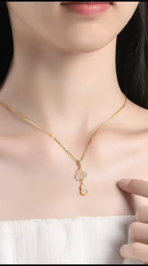 KALUNG TITANIUM JUNTAI KACANG PERMATA BULAT ANTI KARAT & ANTI LUNTUR (COD)