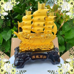 Tượng Thuyền Buồm Tài Lộc Bằng Vàng Cát Mỹ Nghệ Cao 25cm