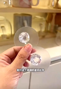 Transparent Crystal Door Knobs Cabinet Drawer Handle Self-adhesive Handle with Hook Function Door Wall Decor