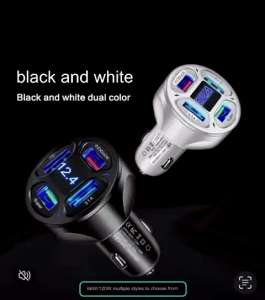 ⚡SUPER FAST CHARGE⚡66W Car Charger 4USB Port Digital Display(BLACK & WHITE)