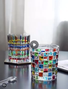 Myelement Whiskey Glasses Rotatable Old Fashioned Glasses with Creative Walnut Coasters for Gifts Bourbon Glass Cups