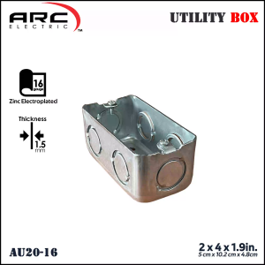 ARC Zinc Electroplated 18ga Metal Utility Box with Cover for 1/2" & 3/4" Knockout Holes - Electrical Switch Outlet Box