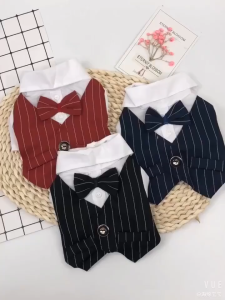 【Popular choice】 Whisker Gentleman Dog And Cat Clothes Wedding Suit Formal Shirt For Small Dogs Bowtie Tuxedo Pet Outfit For Cat Suits