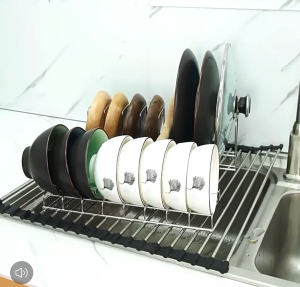 Multi-purpose Stainless Steel Dish Rack Plate Dish Utensils Draining Drying Rack Household Storage Rack Kitchen Supplies Pot Rack Organizers 8 Tiers Adjustable Pot & Pan Rack Organizer for Kitchen Under Cabinet Storage for Pots and Pans Cookware Organizer
