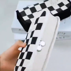 Large Capacity Pencil Case Simple Checkerboard Lattice Pencil Bag Stationery Pencil Case Student Canvas Multifunctional