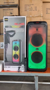 ลำโพงบลูทูธ รุ่นBTS-1387  รองรับAUX/TF/USB ปรับเบส/แอคโค่ได้ ขนาด10*2ดอก ฟรีไมค์ลอย/รีโมท/มีล้อลาก พร้อมส่ง*-*