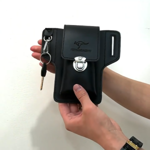 Men Fanny Pack Solid Color PU Crossbody Bag Vintage Shopper Bag Multi-compartment for Weekend Vacation Travel Waist Pack