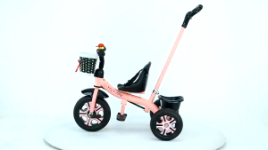 Beige kids bicycle 1-5 Tahun Bicycle Kids outdoor Tricycle With Handle 3 Wheels Bike Baby stroller