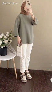 Baju Atasan Wanita Jumbo Labukid Blus Kaos Katun Combed 24s Apk Sablon S M L XL XXL 3XL Blouse Oversize Lengan Panjang Ootd Hijab Remaja Kekinian Outfit Casual Bahan Adem
