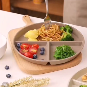 จานเสิร์ฟลดไขมัน จานข้าว 3 ช่อง จานอาหารเช้า