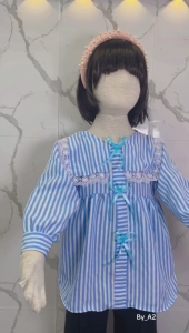 Setelan salur nisa renda crinkle anak perempuan usia 3 - 12 tahun / set pita kombinasi celana knit cutbray terbaru - COD