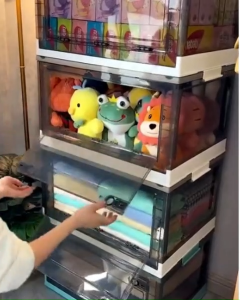 SaveMall Folding Container Box box penyimpanan Kotak penyimpanan kotak plastik Storage Box lipat Storage Serbaguna Organizer pakaian dan mainan Storage Box Lipat Penyimpanan Serbaguna Beroda Plastik