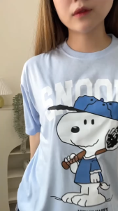 CAROTYLES S Kaos Couple Keluarga Big Snpy Wanita Lengan Pendek Katun