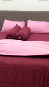 Bed Cover Set Sprei TwoTone Merah Maroon Pink - Ukuran Lengkap 90x200 - 200x200 - Fankay