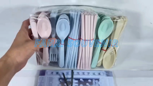 Souvenir Pernikahan Ultah dan Khitanan Sendok Garpu Sumpit Kemasan Mika Motif Di Pisah ISI 50 PCS