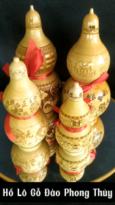 Hồ lô Gỗ ĐÀO phong thủy nắp rời[chiêu tàihòa hợpbình antrấn trạch..] 3 size(cao 10.5cm13.5cm 17.5cm)