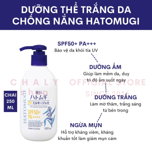Sữa dưỡng thể chống nắng Hatomugi SPF31/50 UV Milky Gel Kumano 250ml Nhật