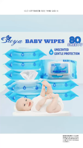 SUYA Baby Wipes Unscented 80sheets With Portable Pack High Quality No Flourescent Agent For Baby