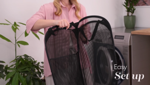 Portable Mesh Pop Up Laundry Hamper Wide Opening Breathable Collapsible Space-Saving Laundry Basket Dorm Travel Bathroom Accessories
