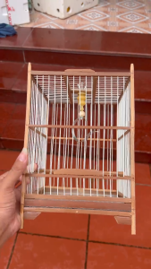Khung lồng chim khuyên nan cáp quang - khung lồng khuyên kèm móc nậm khung lồng chất liệu trúc già xử lí