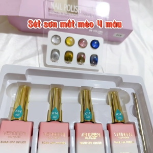 Sét sơn gel mắt mèo 4 màu Vendeeni siêu đẹp tặng kèm bảng màu