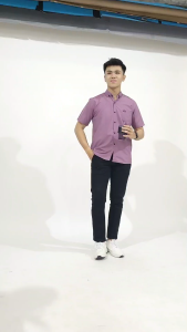 Kemeja Pria Warna Dusty Mauve Terbaru 2025 Hem Pria Dewasa Lengan Pendek Katun Premium Tebal