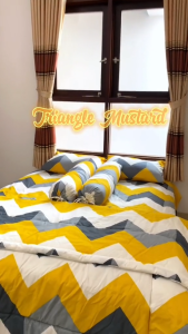 Bed Cover Set Triangel Mustard - Bed Cover 100x200 - 200x200 - Fankay