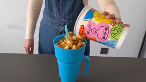 MI-C1114 Stadium Tumblr Cup dengan Wadah Makanan 2IN1 Snack Mug With Drink Cup Gelas Plastik Travel