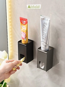 Bộ nhả kem đánh răng AKICHI treo tường bằng miếng dán không cần khoan nhôm hàng không chống gỉ
