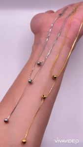 Dây chuyền titan kiểu dáng dây đôi 2 tầng màu vàng hoặc trắng Vòng cổ 2 tầng thanh mảnh chất liệu titan không phai màu