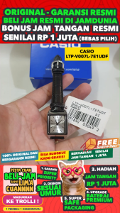 CASIO ORIGINAL - CASIO LTP-V007L-7E1UDF - WOMEN - Silver Black - Leather - Jam dunia JD19ST
