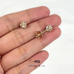 Athena & Co. 18k Gold Plated Simone Faceted Cube Stud Earrings