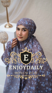 ENJOYDAILY - Mukena Mini Parasut Premium Korea 2in1 Daily Lasercut Travel Motif