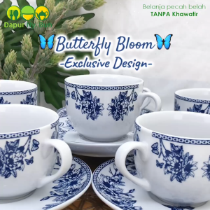 6 Psg Cangkir & Alas Motif Butterfly Bloom / Tea Cup & Saucer Set