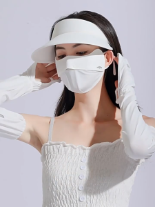 Khẩu trang kèm mũ lưỡi trai YIPAUTO vải lụa thoáng khí chống nắng chống tia UV che toàn bộ gương mặt thời trang
