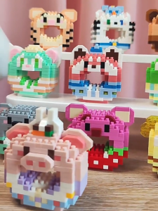 HAHA Blcok Bangunan Kecil Donat Seri Brick Bangunan Hewan Kecil Barang Lucu Mainan Edukasi Anak