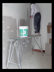 Heavy-Duty Adjustable Height Folding Ladder Platform - Portable Stepper with Reinforced Support