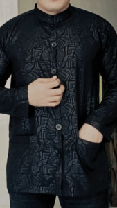baju koko embos lengan panjang bahan embos