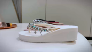 Sandal Jepit INGVIVI Wedges 160-13 Sandal Ingvv Swarovsky Wedge Permata Spons Spon Flip 5cm