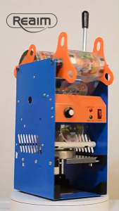 REAIM เครื่องซีล เครื่องซีลชานม เครื่องซีลปิดฝาแก้ว 400-500times/Hr 380-500cups 65/72/90/95 ถ้วยวงกลม