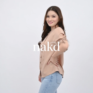 NAKD FASHION GALILEA BASIC CHALLIS BUTTON DOWN DAILY CASUAL OFFICE WOMEN BLOUSE RIBBON TOP 1948