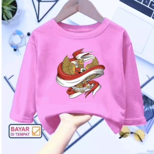 Kaos atasan anak usia 1-12 tahun Bergambar Garuda lengan panjang bahan Babyterry