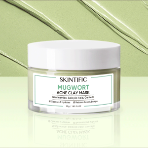 SKINTIFIC Mugwort ANTI PORES & MẶT NẠ ĐẤT SÉT Mặt Nạ bùn MỤN Mặt Nạ Cấp ẩm Mặt Nạ Ngải Cứu 55g