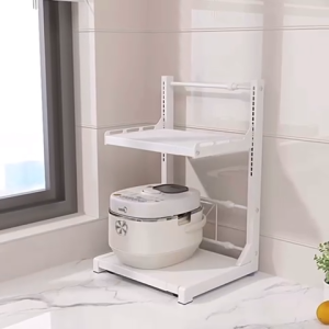 >SG Stock> Adjustable Height and Expandable Microwave Oven Rack Kitchen Countertop Organizer Rack Kitchen Storage Rack Toaster Rack Air Fryer Rack Rice Cooker Rack Kettle Rack Coffee Machine Rack Oven Holder Oven Stand Toaster Stand