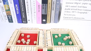 Four-Sided Flip Card Games Intellectual Educational Game Box Dice Toys Parent-Child Games Shut Wooden Number Game Board Games Four Sided 10 Numbers Shut The Box Board Game Set Toy Dice Party Club Drinking Games for Adults Families