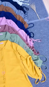 LUNAMAYA BLOUSE ATASAN WANITA CRINCLE / ATASAN KEMEJA WANITA LENGAN SERUT AKTIF