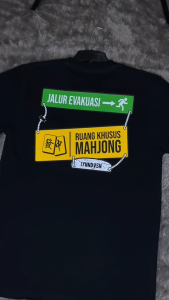 Baju Kaos Ruang Khusus Mahjong | Tshirt Jalur Evakuasi Mahjong | Kaos Pocket Game Soft Cotton Combed Nyaman