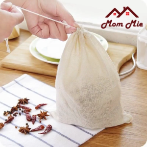 Túi lọc gia vị lọc trà lọc thực phẩm đun nấu bằng vải cotton có dây rút - J102