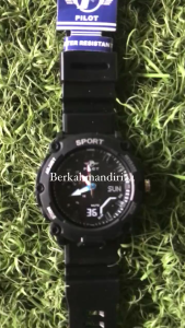 Jam Tangan Pilot Hitam Sport Jam Digital Pria Digital Water Resistent