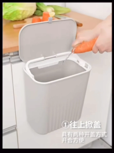 Hanging Trash Can Wall Mounted Kitchen Dustbin Rubbish Bin Cabinet Mounted Garbage Can Tong Sampah Gantung Bertutup